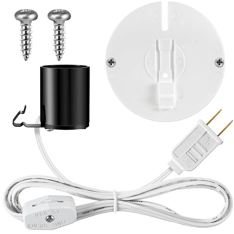 Meonum Blow Mold Light Kit Replacement, E27 E26 Single Light Cord Kit with Switch Fuse Plug, for Indoor Outdoor Halloween Christmas Village House Craft Decorations and Salt Lamp (1 Set) - Image 1
